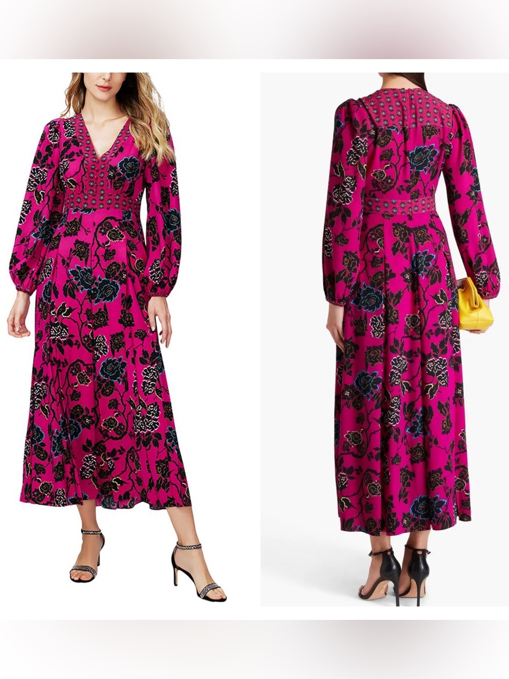 NEW Diane Von Furstenberg Anjali pink floral print midi dress